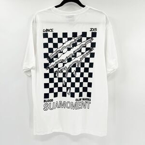 Sua Moment Graphic Tee Men Size L White Black Scratch Checkered Blood Claw Marks